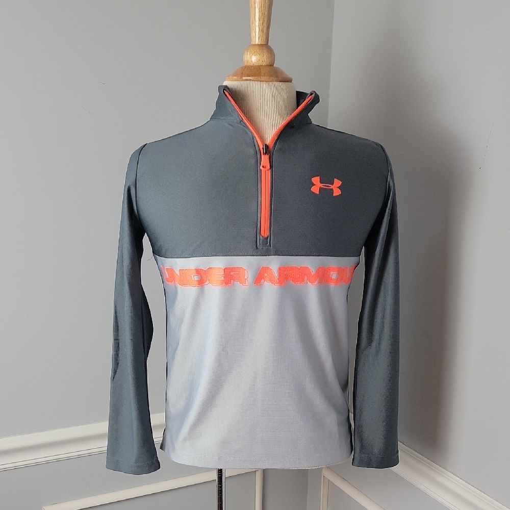 UNDER ARMOUR Heat Gear Loose Gray Quarter Zip Athleisure Mock Neck Shirt Top M